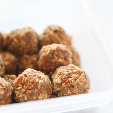 protein bites in tupperware container