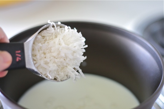 milk and coconut for pie filling