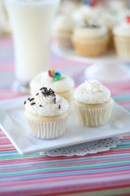 Mini Cream Cheese Vanilla Bean Cupcakes with Vanilla Buttercream